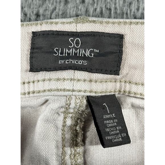 Chicos So Slimming Jeans Women 1 Mid Rise Ankle Zip Boho Feminine Cottagecore - Picture 7 of 10